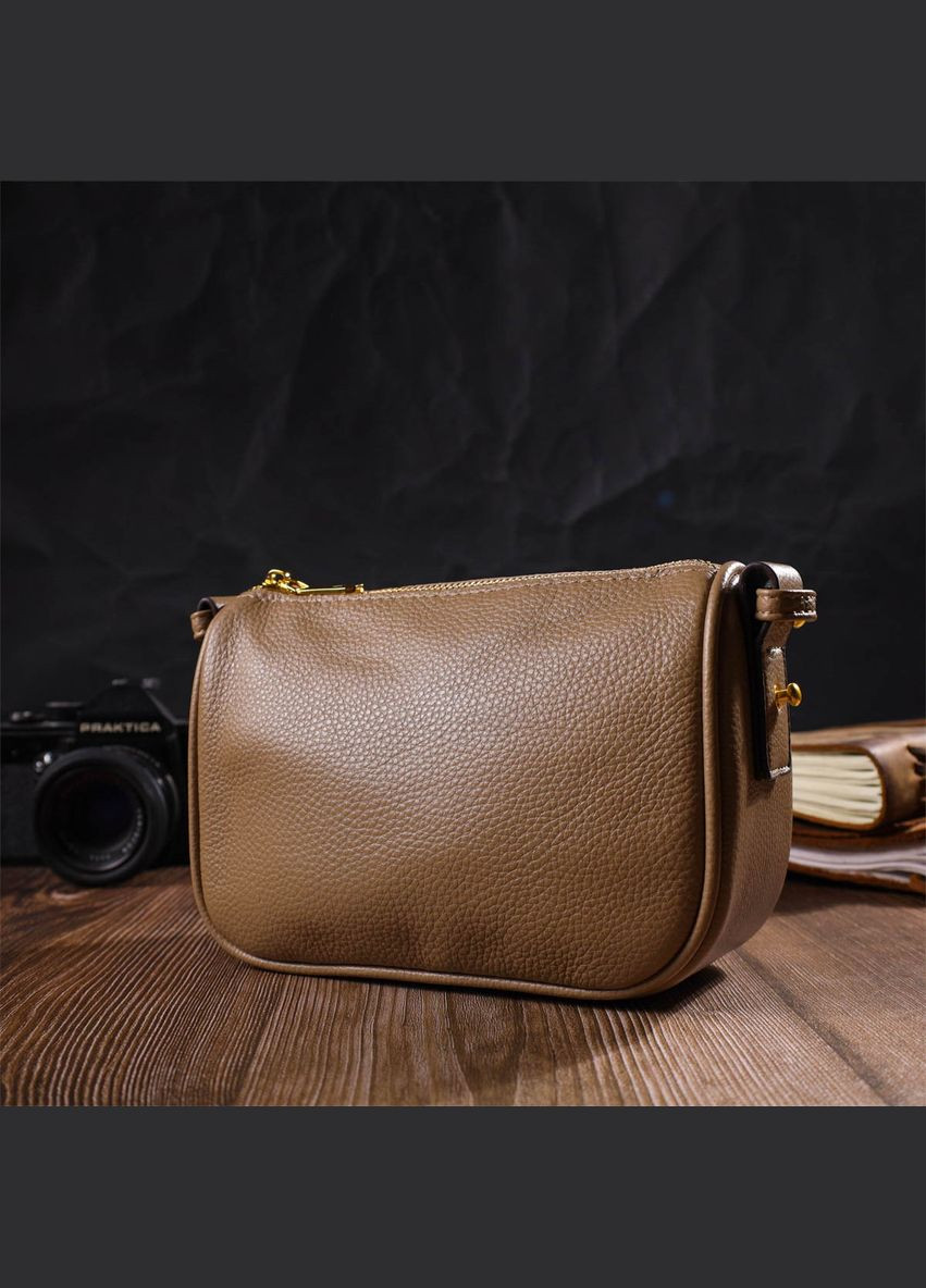Сумка через плече жіноча на плече крос-боді шкіряна 22128 Бежева Vintage (302008977)