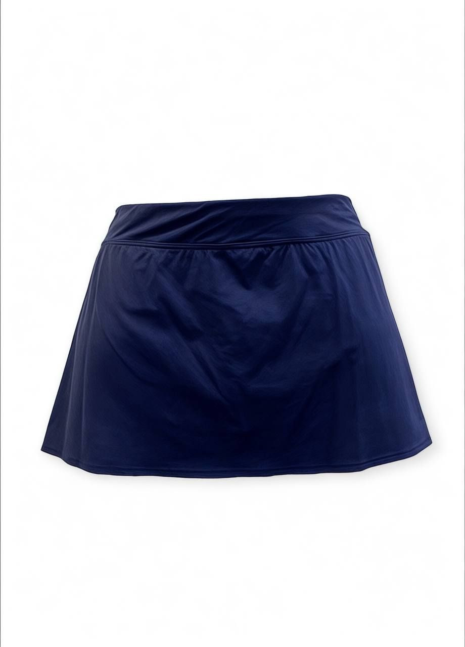 Темно-синяя повседневная однотонная юбка темно-синий Lands' End