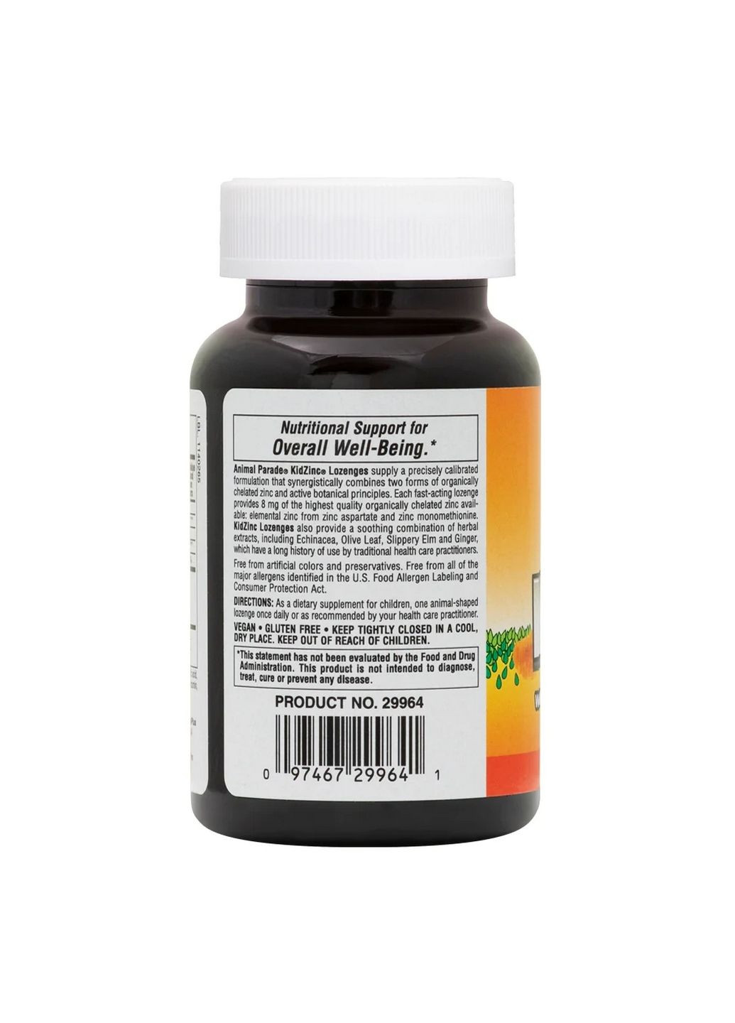 Вітаміни та мінерали Animal Parade Kid Zinc, 90 льодяників Мандарин Natures Plus (294927405)