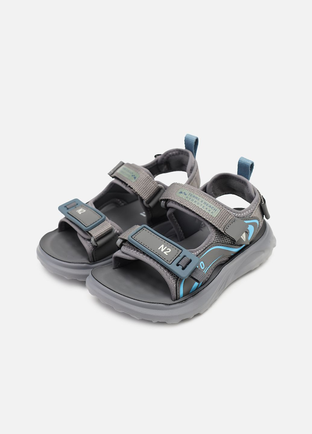 Серые босоножки на плоской подошве для мальчика цвет серый цб-00266035 Yuki