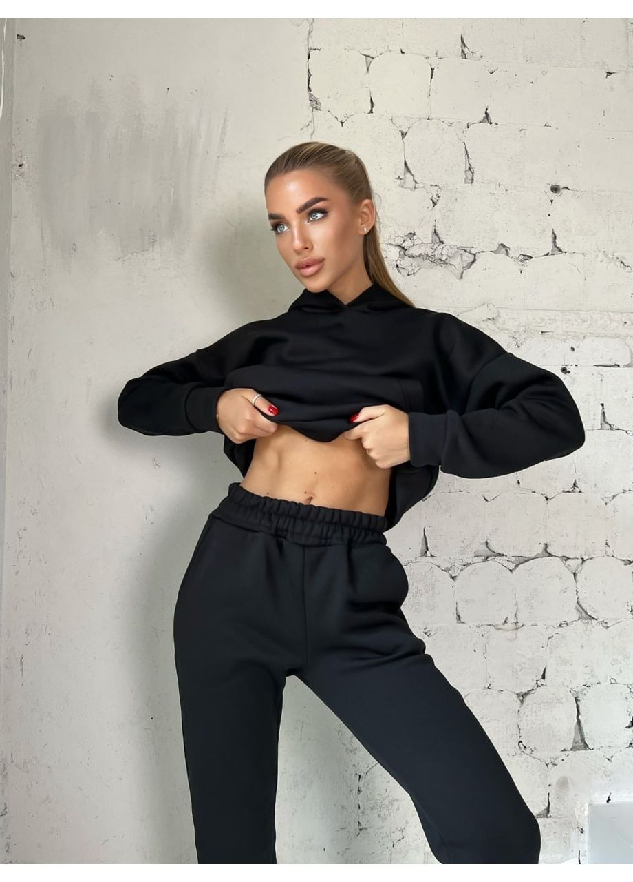 Костюм тринитка (худі, штани), колір Чорний Fashion (372693144)