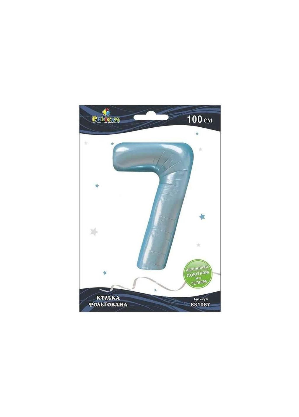 Шарик фольгированная цифра 40 (100 см) 7 голубая Baby blue ТМ PELICAN (327429897)