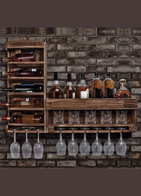 Настенная винная полка из дерева Никко мустанг (ПНК-000829) No Brand (327423311)