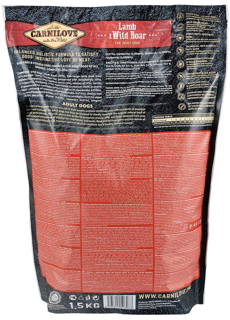 Сухий корм з ягням та кабаном Lamb Wild Boar Карнілов для собак всіх порід 1.5 кг (8595602508983) Carnilove (362700792)