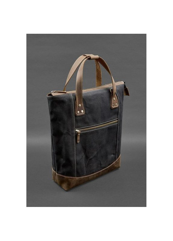 Сумка рюкзак жіночий з канвасу та натуральної шкіри темно-коричневий BlankNote (301871733)