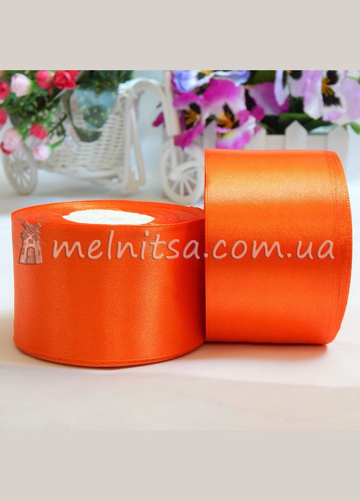Лента атласная, однотонная, 5 см, №144 оранжевая No Brand (341730571)