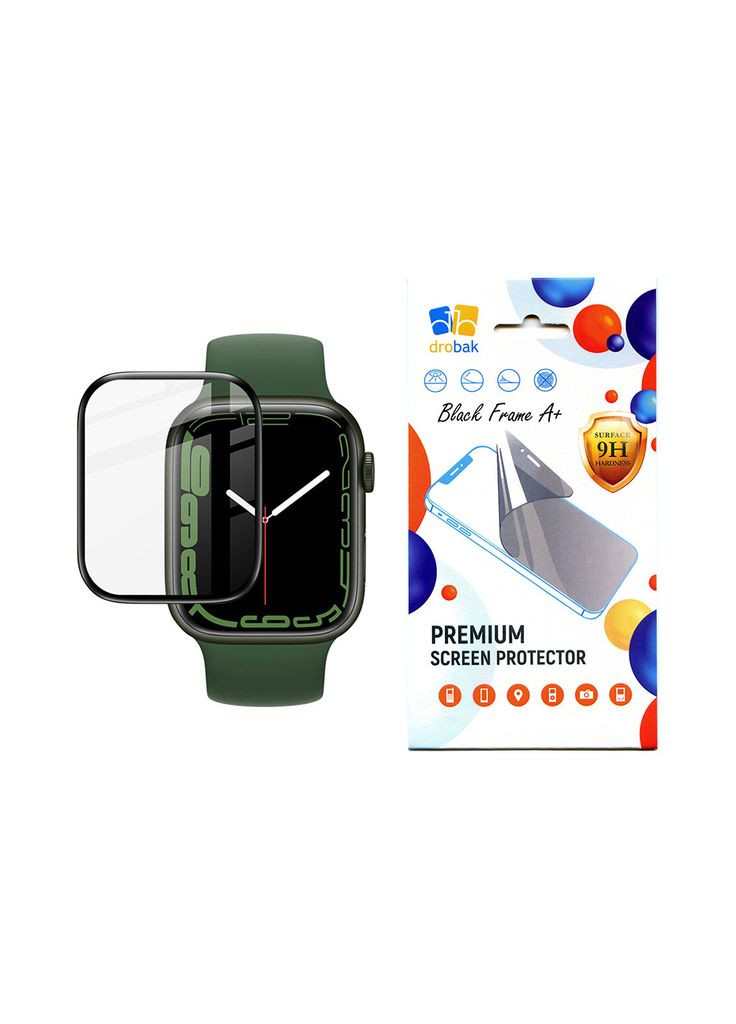 Стекло защитное Apple Watch Series 9 45mm Black Frame A+ (m319503) Drobak Apple Watch Series 9 45mm Black Frame A+ (367070451)