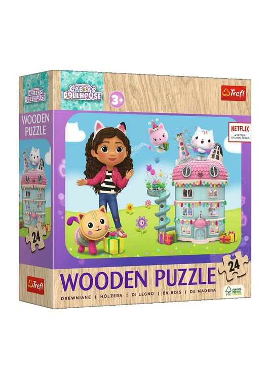 Пазлы фигурные из дерева Кошачий дом Габби. Happy Gabby and her friends (24 елм.) 20268 ( ) Trefl (328946552)