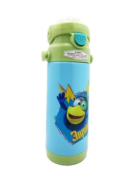 Дитячий термос-поїлка з ремінцем 350 мл нержавіюча сталь з силіконовою трубочкою Blue Stenson (360651488)