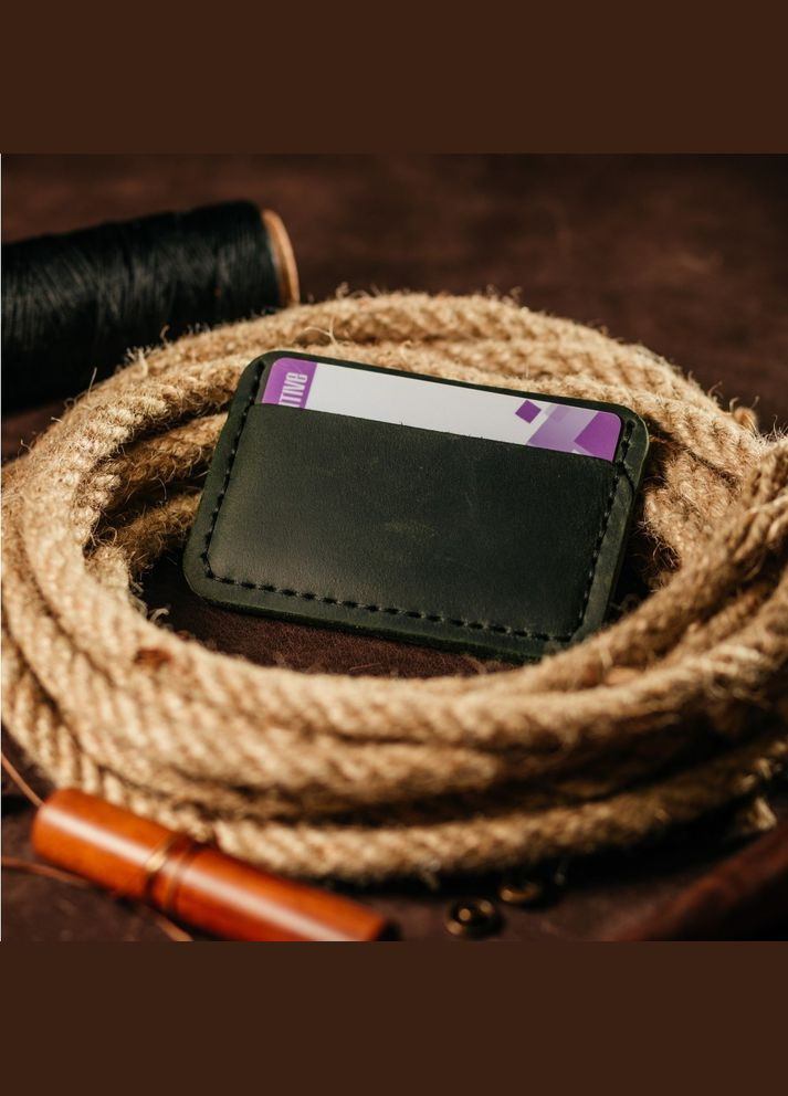 Картхолдер зеленый с тиснением UA кожаный, стильный органайзер чехол из кожи для 4 банковских карт No Brand (333705353)