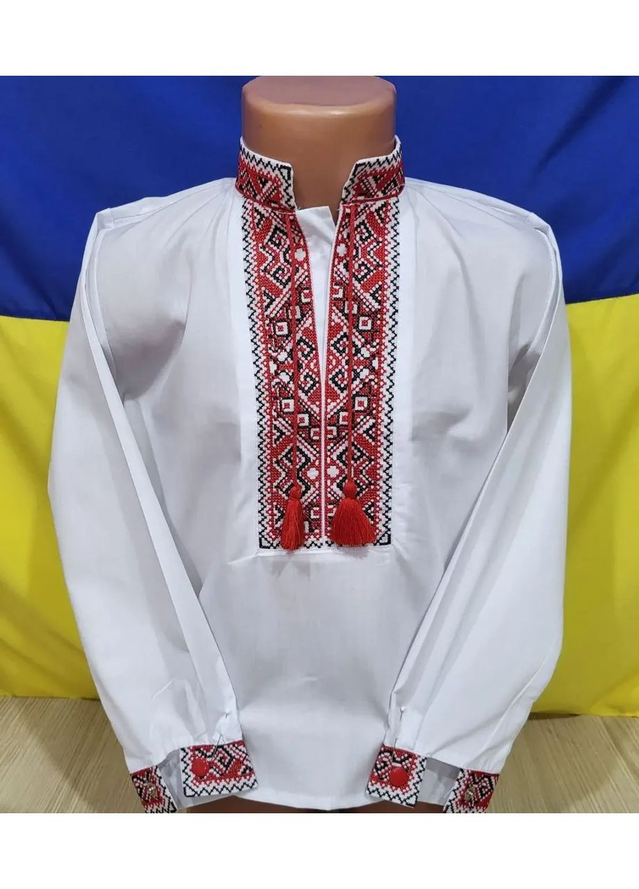 Біла вишиванка для хлопчиків візерунок орнамент (373313390)