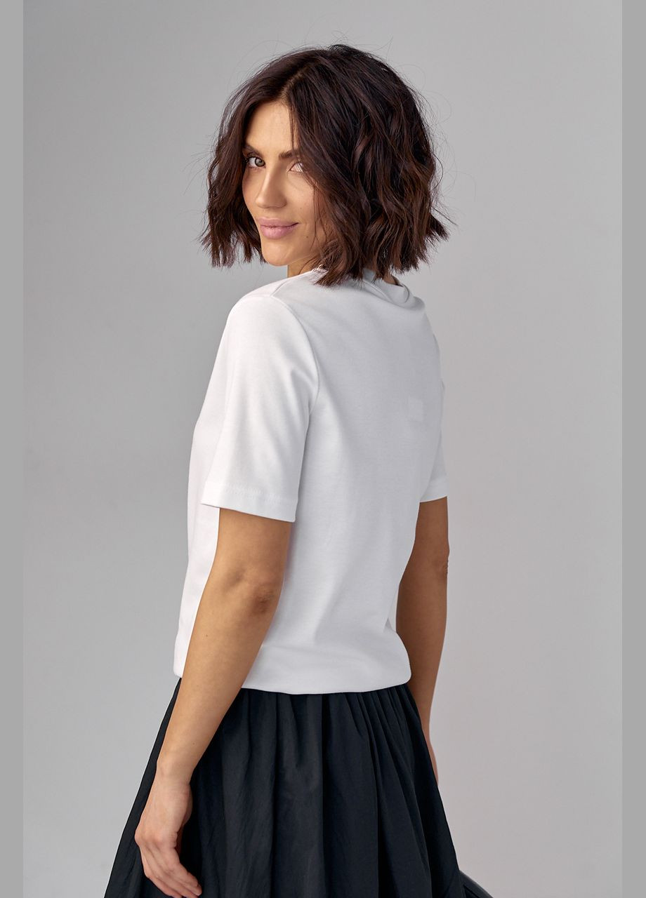 Молочная летняя базовая однотонная женская футболка - серый Lurex