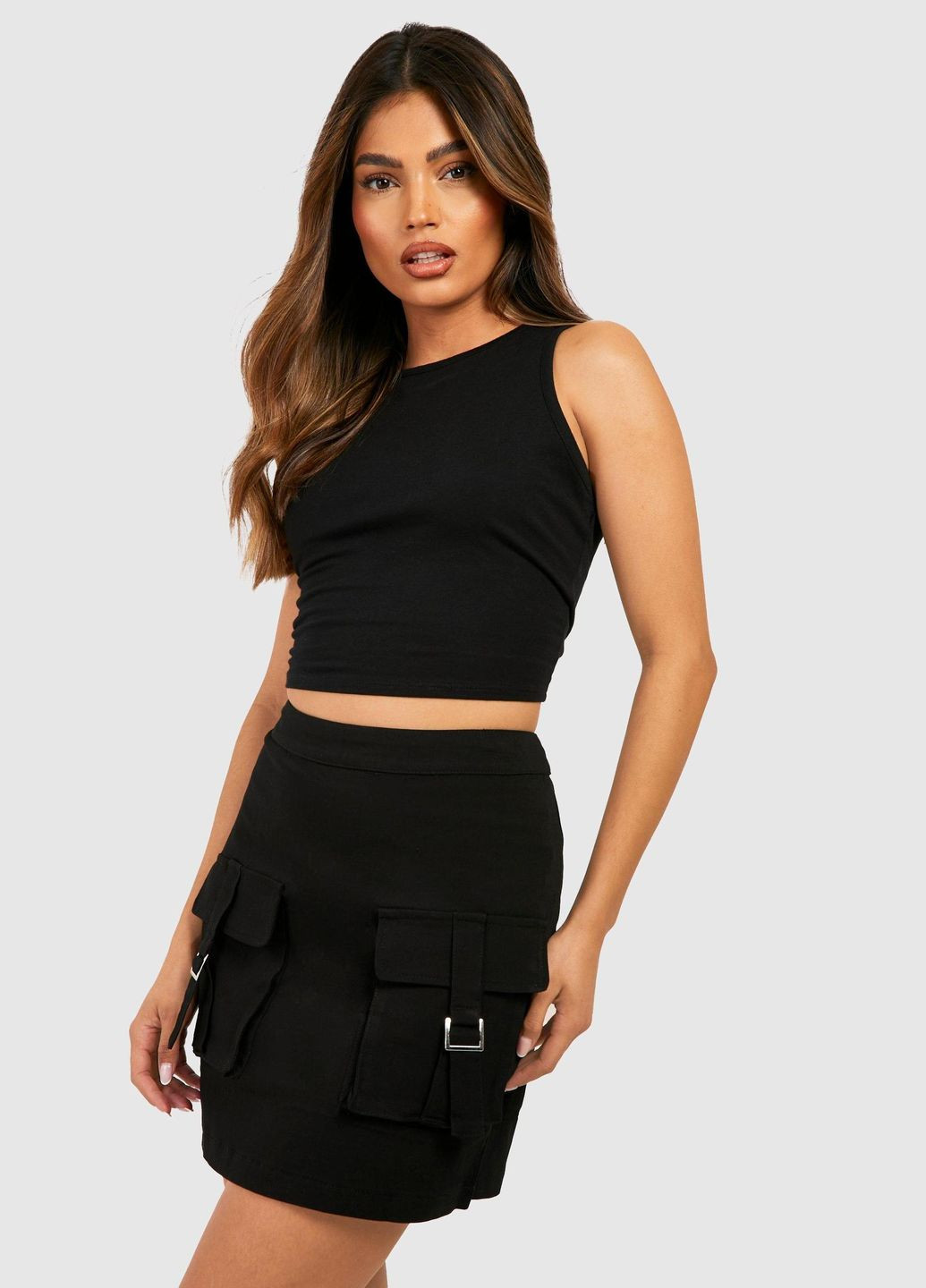 Черная повседневная однотонная юбка Boohoo