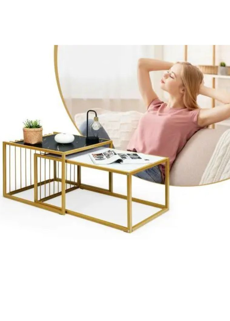 Комплект журнальних столів Scorpion з штучного мармуру Costway (362028011)