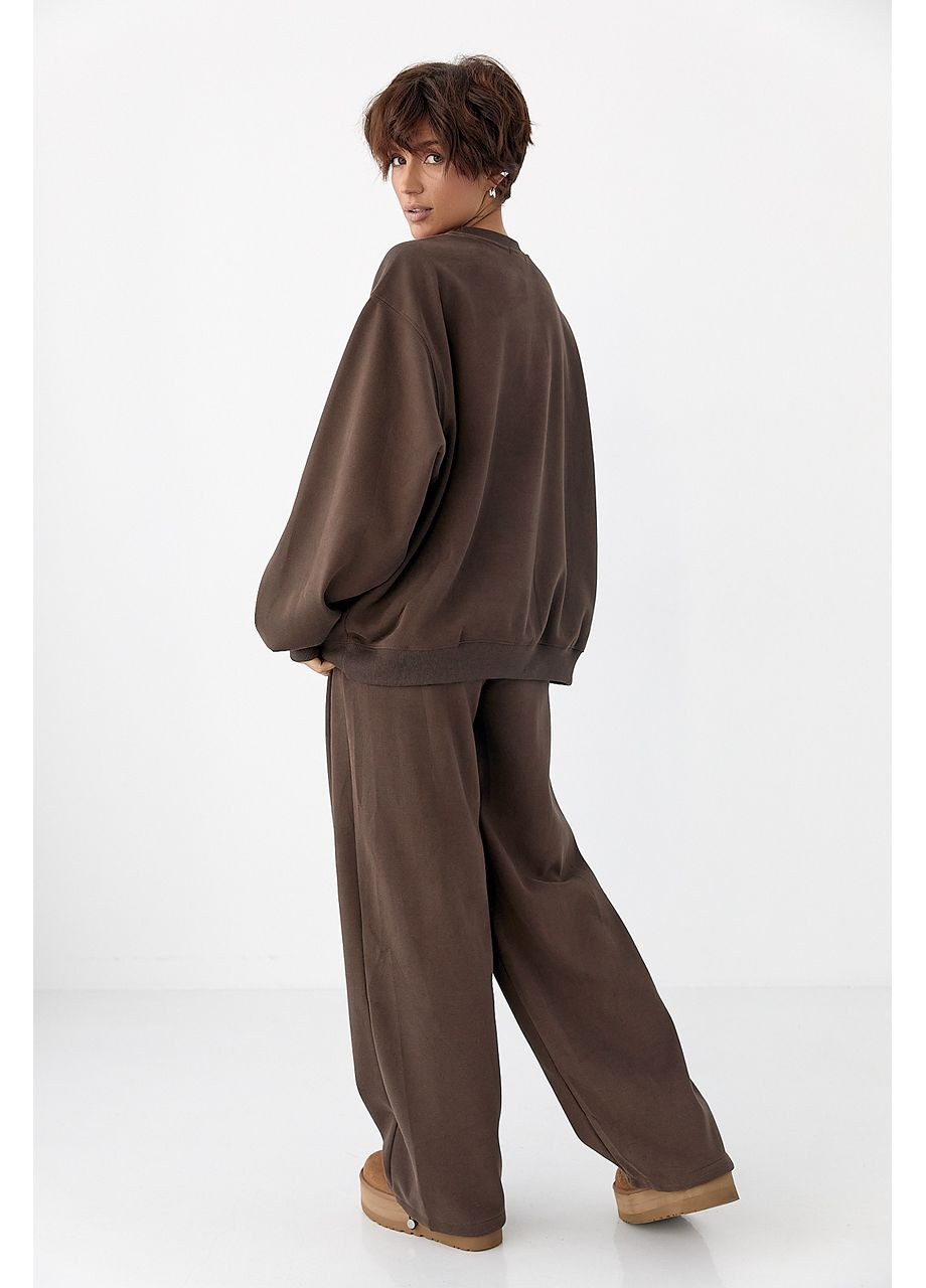 Теплий однотонний костюм зі світшотом та брюками зі складками Lurex (369327195)