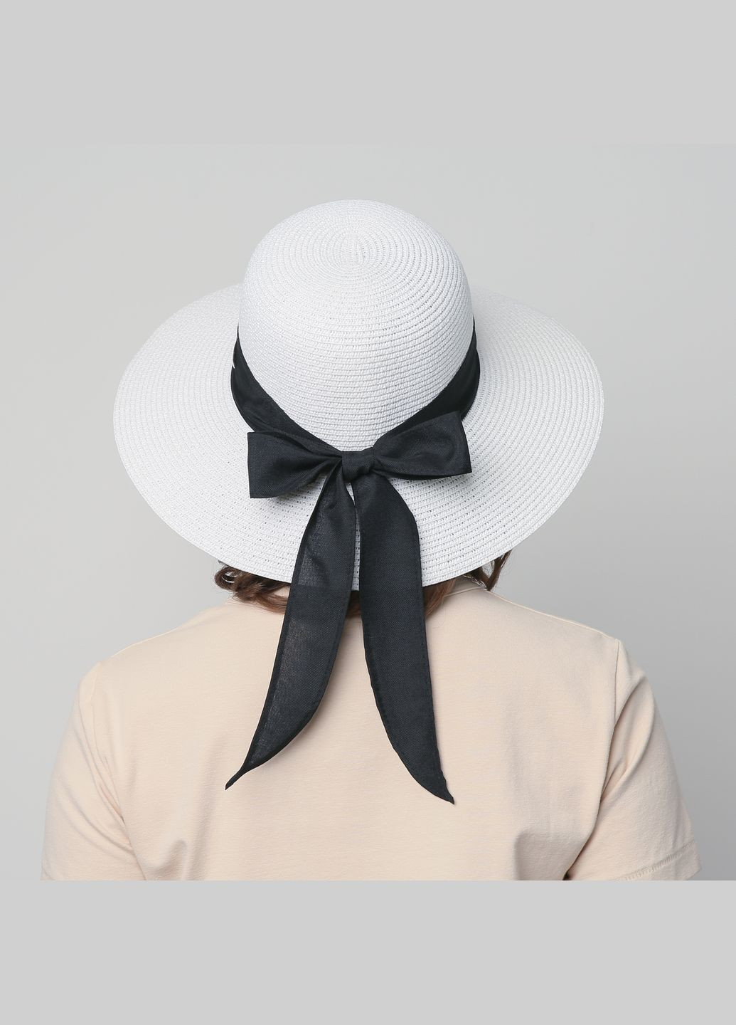 Шляпа со средними полями женская бумага белая COCO LuckyLOOK 842-978 (289478382)