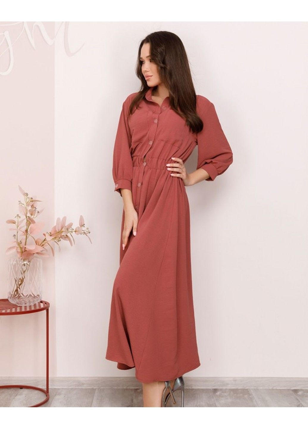 Темно-розовое повседневный платье sa-169 xl темно-розовый ISSA PLUS