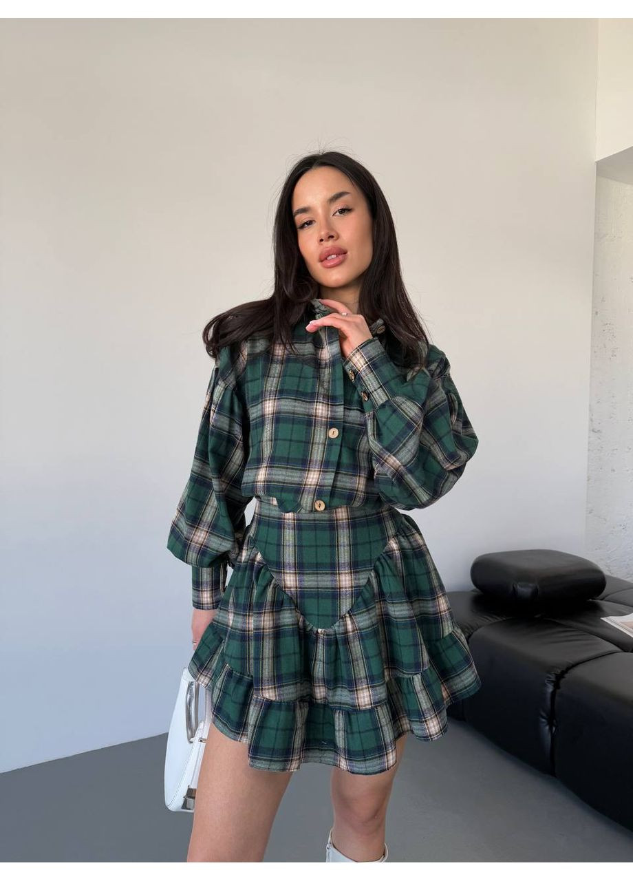 Женский костюм-двойка в клетку с юбкой No Brand Р4936-482/1 (361030753)