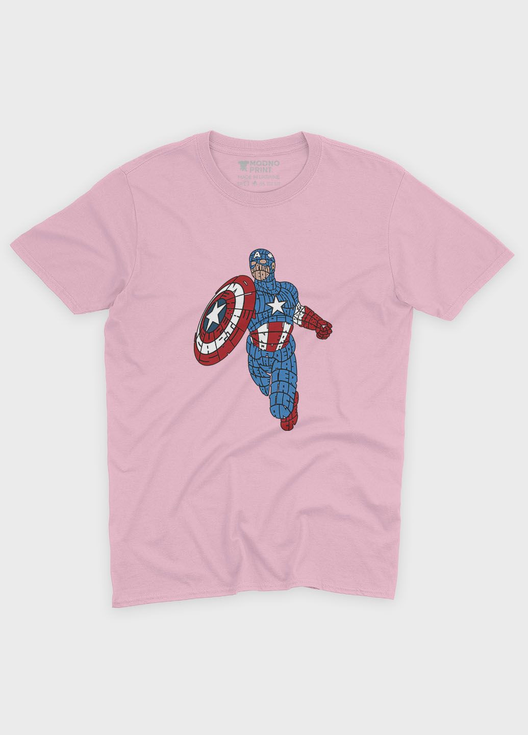 Світло-рожева демісезонна футболка для дівчинки з принтом супергероя - капітан америка блідо-рожевий 146-152 см (ts001-1-lpinkj-006-022-001-g) Modno
