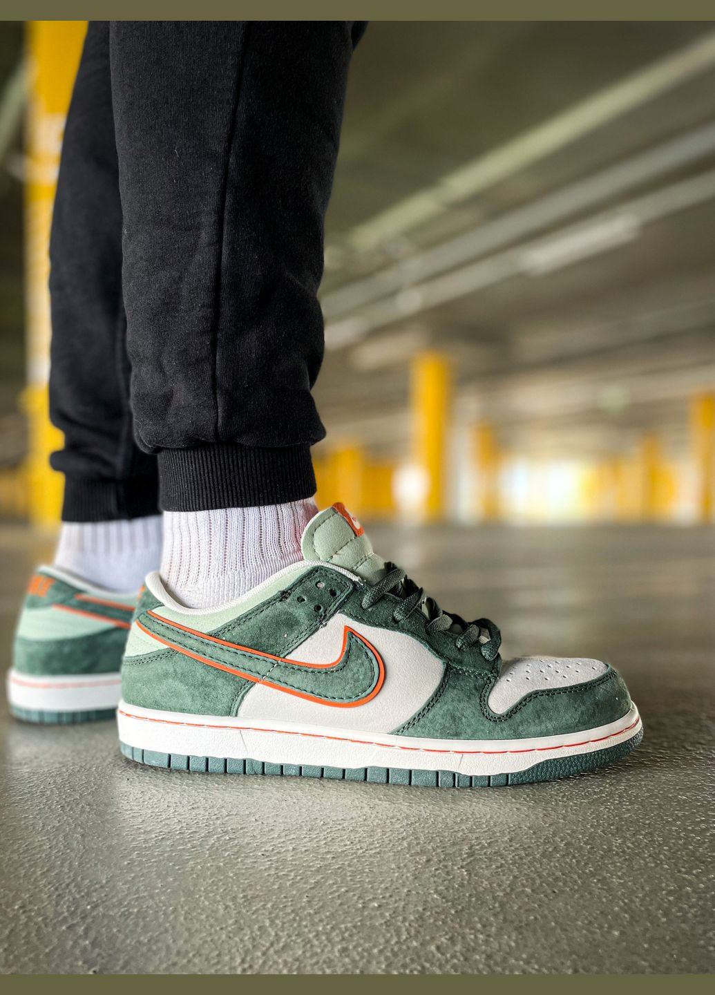 Зеленые всесезонные кроссовки мужские nike sb dunk low pro eire green white | найк сб данк низкие зеленые белые No Brand