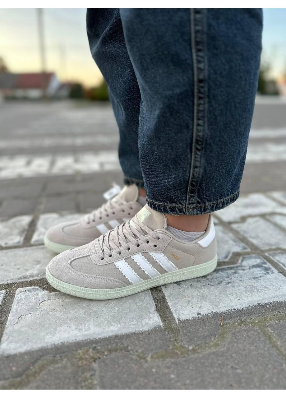 КРОСІВКИ ЖІНОЧІ ADIDAS SAMBA OG WONDER WHITE LINEN GREEN АДІДАС САМБА No Brand сірі демісезони (367172382)