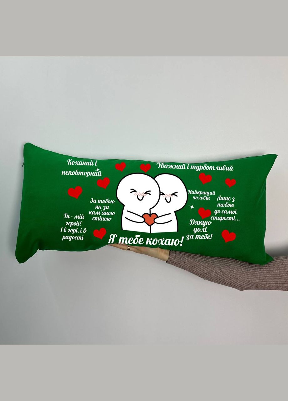 Подушка с принтом габардиновая Монстер серый, синяя 35х75 (598) Hand Made (350942085)