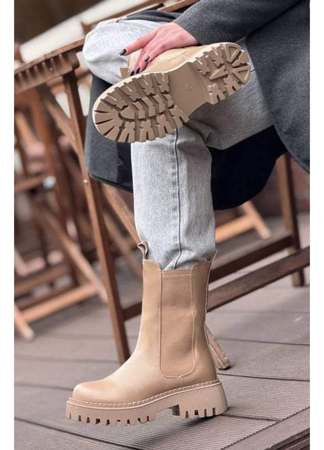 Зимние ботинки женские mei de li зимние бежевые Meideli прессованная кожа