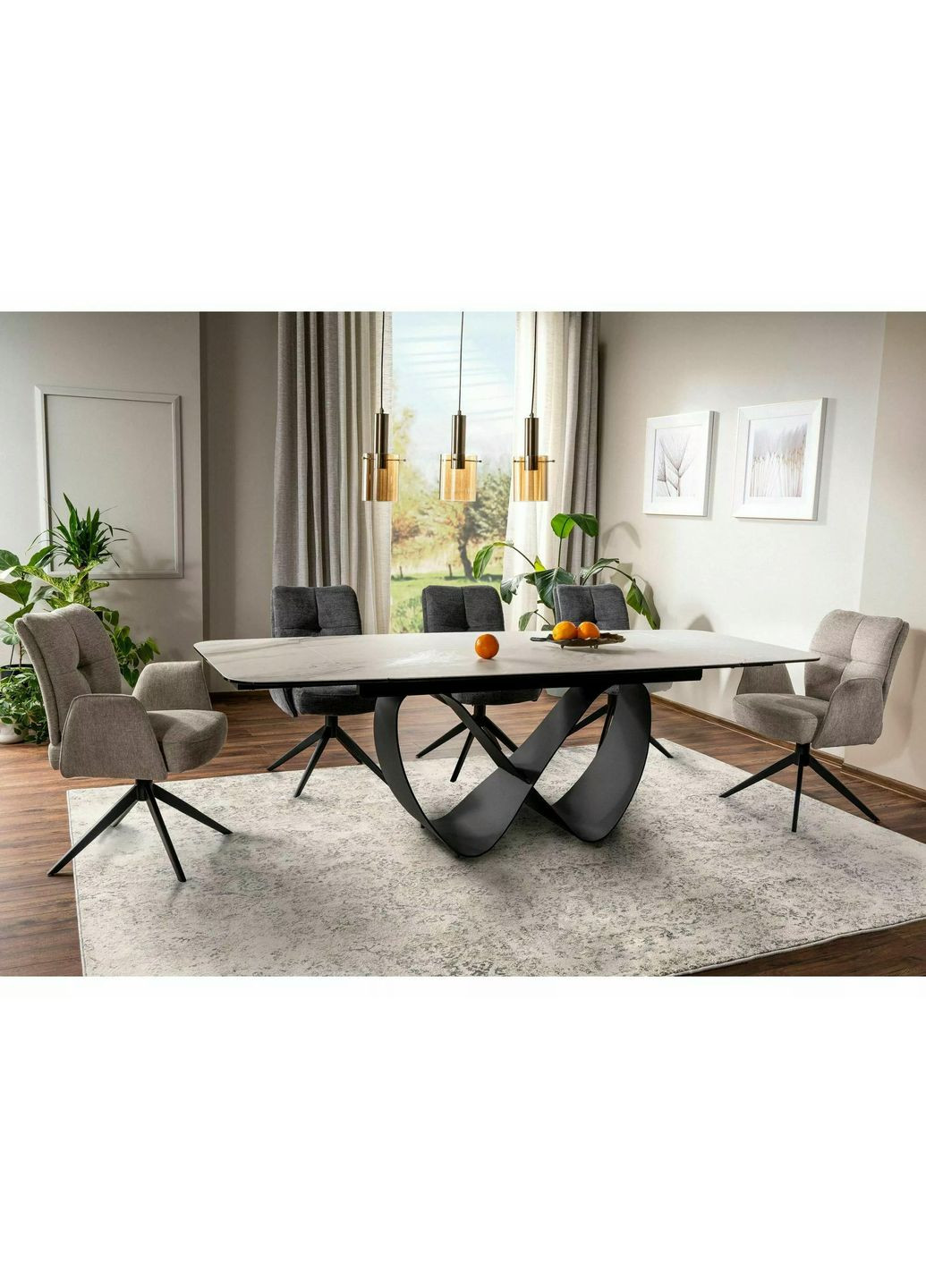 Стол обеденный раскладной INFINITY CERAMIC Nature Cloud / Черный Диаметр 160(240)X95 Signal (372178229)