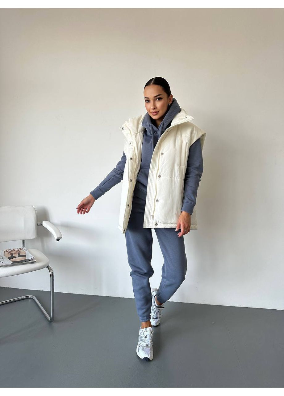 Жилетка оверсайз плащевка Канада, синтепон 200, без капюшона, воротник высокий Україна (360652983)