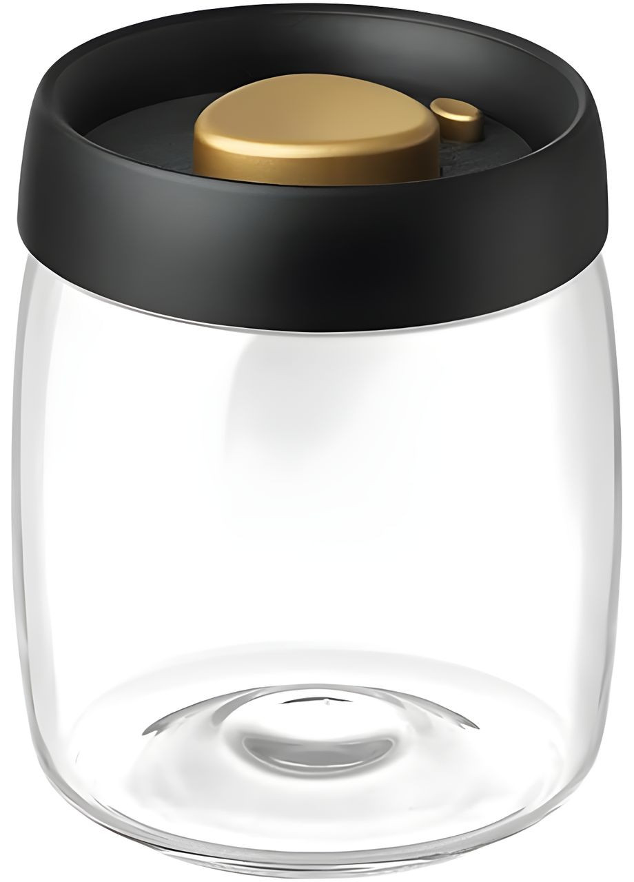 Банка для кави з вакуматором 900мл ємність-контейнер для зберігання кави сипучих або чаю скляна з чорною кришкою No Brand (338436978)