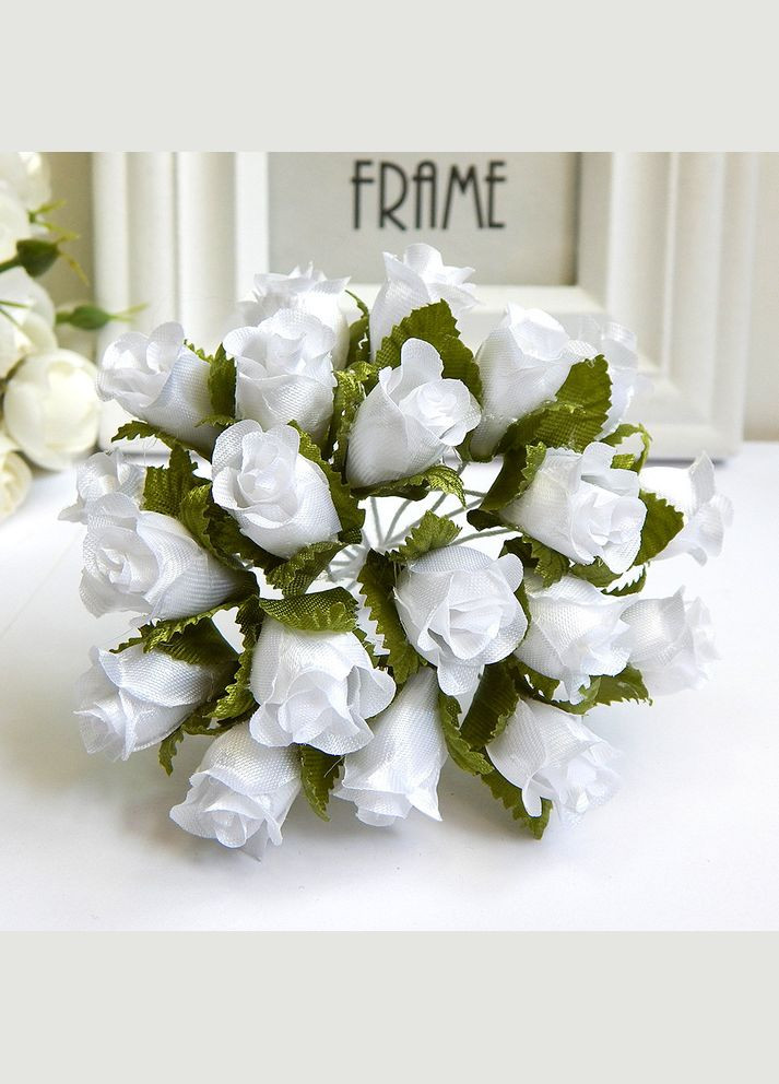 Искусственные цветы Розы, 2 см, букетик, белые, 20 шт No Brand (340484761)