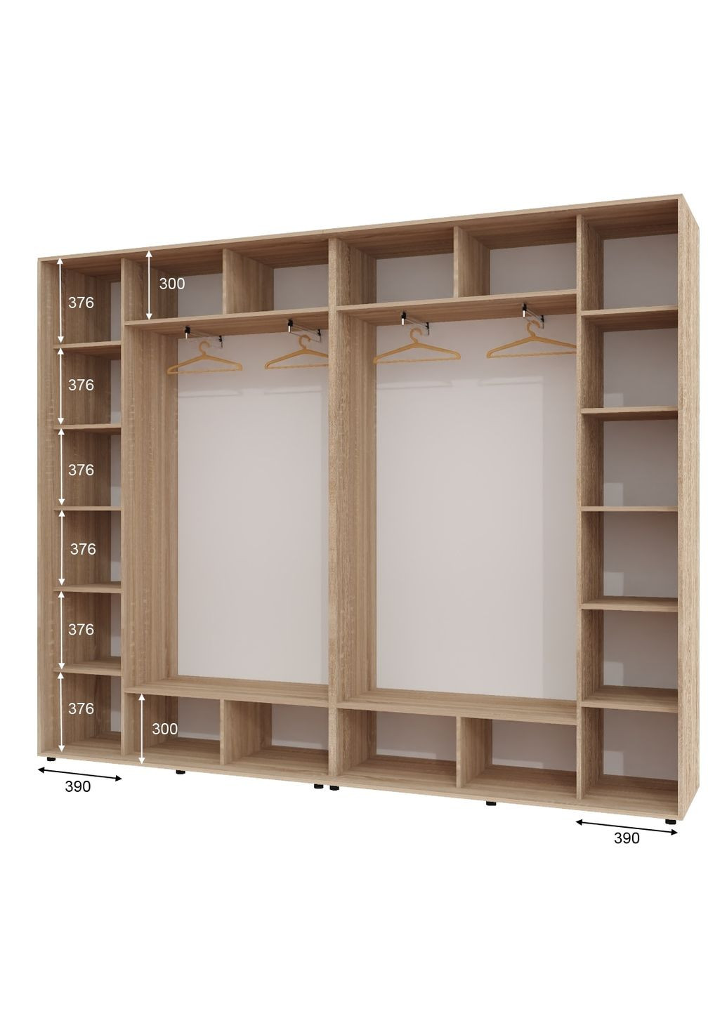 Шафа-купе чотиридверна 300*45*240 см Дуб Сонома 4 двері ДСП ШК-02 Алекса (360467787)