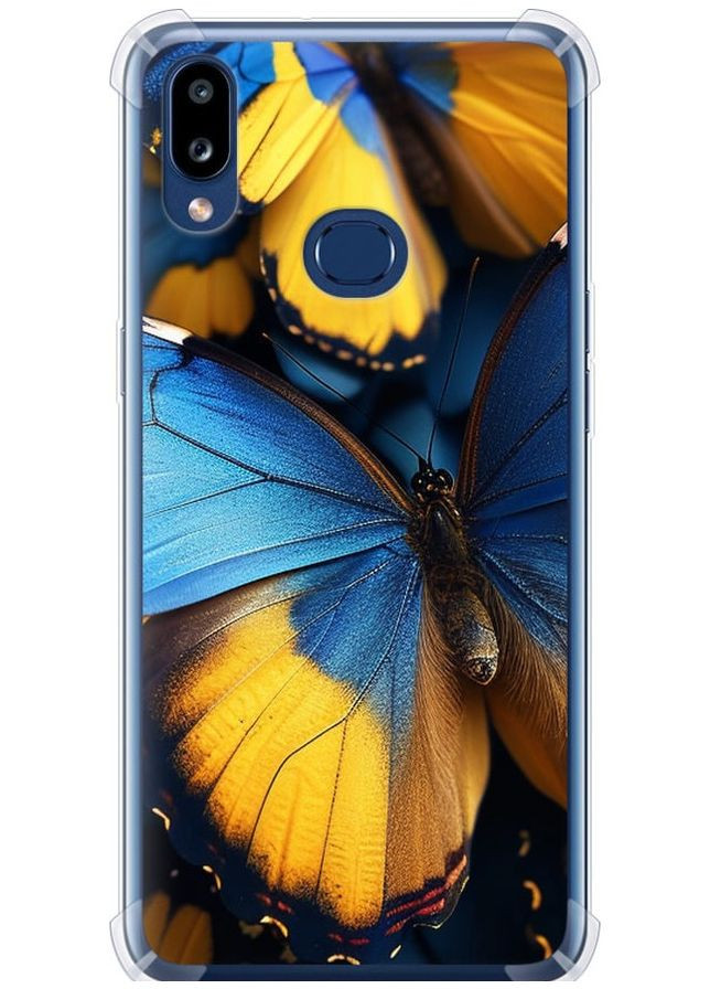 Силикон с усиленными углами чехол 'Желто-голубые бабочки' для Endorphone Samsung Galaxy A10s A107F (285700161)