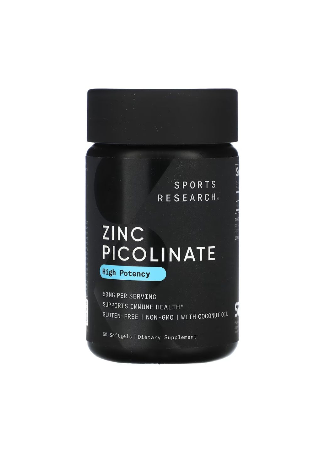 Цинк Пиколинат 50 мг 60 капсул Sports Research для иммунной системы здоровья кожи и волос добавка Sport Research (368981201)