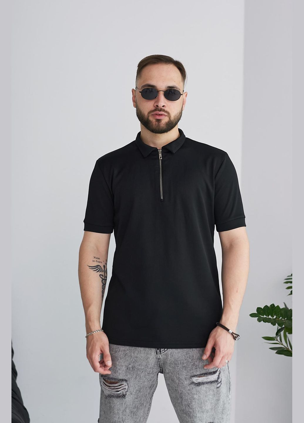 Черная футболка-поло мужское для мужчин No Brand