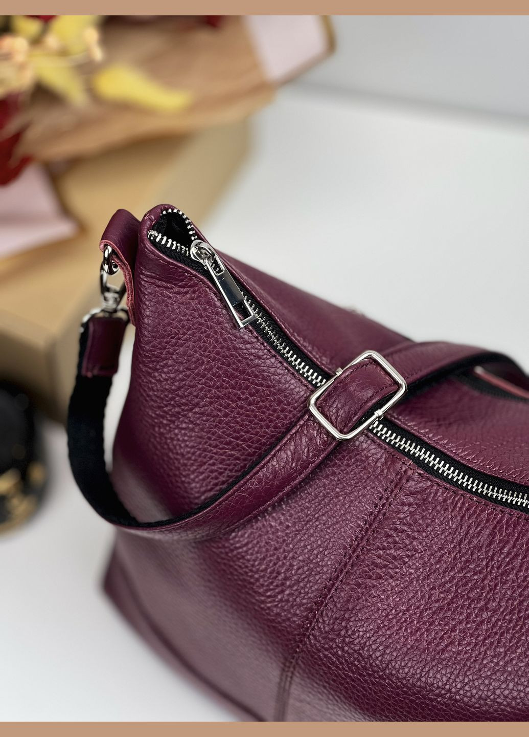 Женская сумка кросс-боди (через плечо) из натуральной кожи, Марсала Famk (325488975)