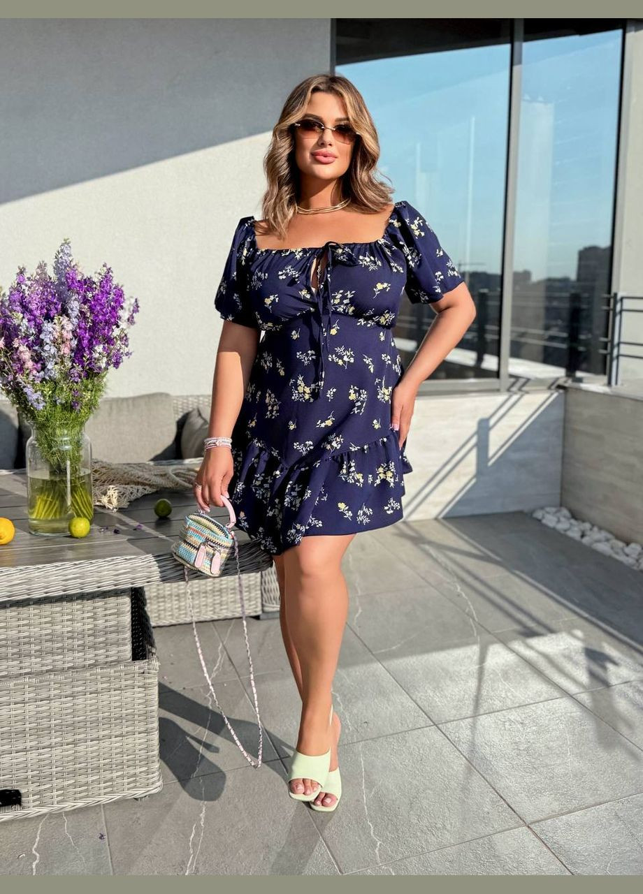 Синя повсякденний сукня No Brand з квітковим принтом