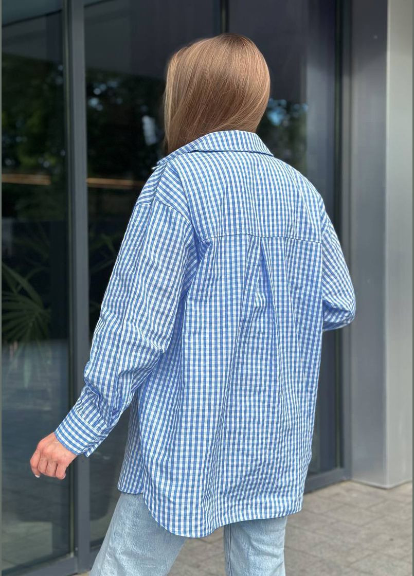 Стильна сорочка оверсайз у клітину з довгими рукавами InFashion Сорочка (330644718)