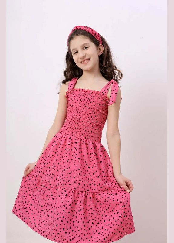 Летний сарафан с повязкой на голову для девочки Polin Line в горошек