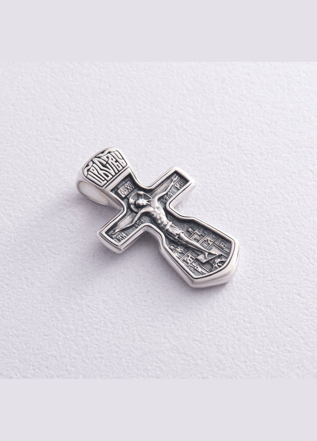 Православний срібний хрест Розп'яття із чорнінням 13357 Oniks (266265625)