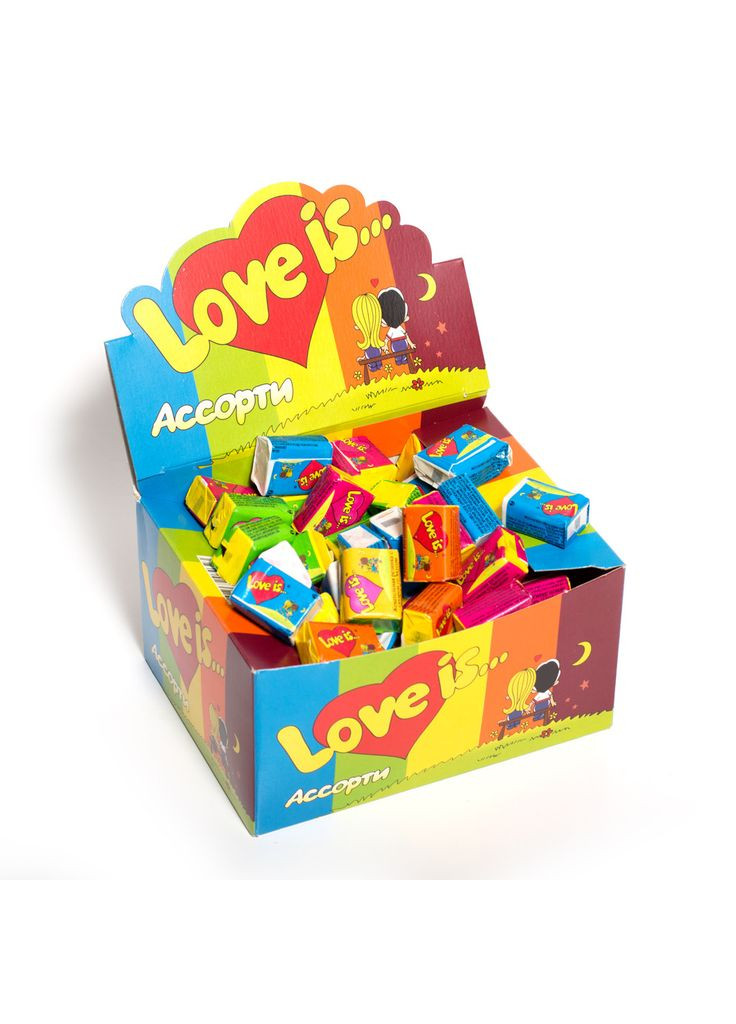 Жевательные резинки Лав из Любовь это с вкладышами о любви микс из пяти вкусов 420 г 100 шт Shantou (328294715)