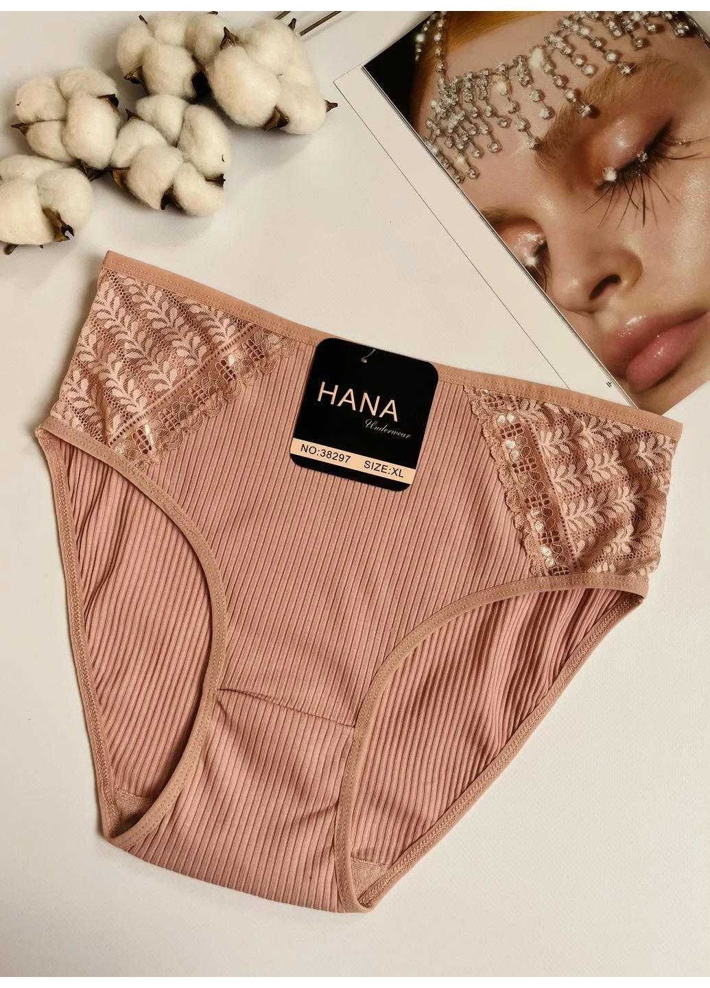 Трусики бавовняні в рубчик батал Hana (382801131)