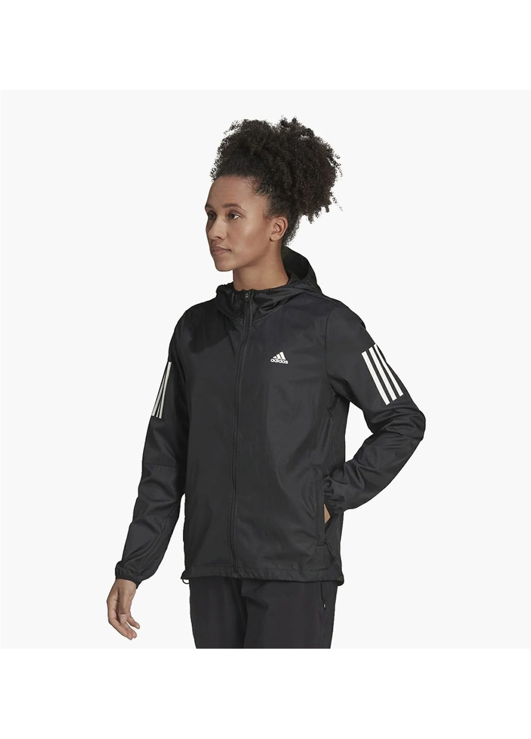Чорна вітровка жіноча own the run hooded running windbreaker black h59271 adidas