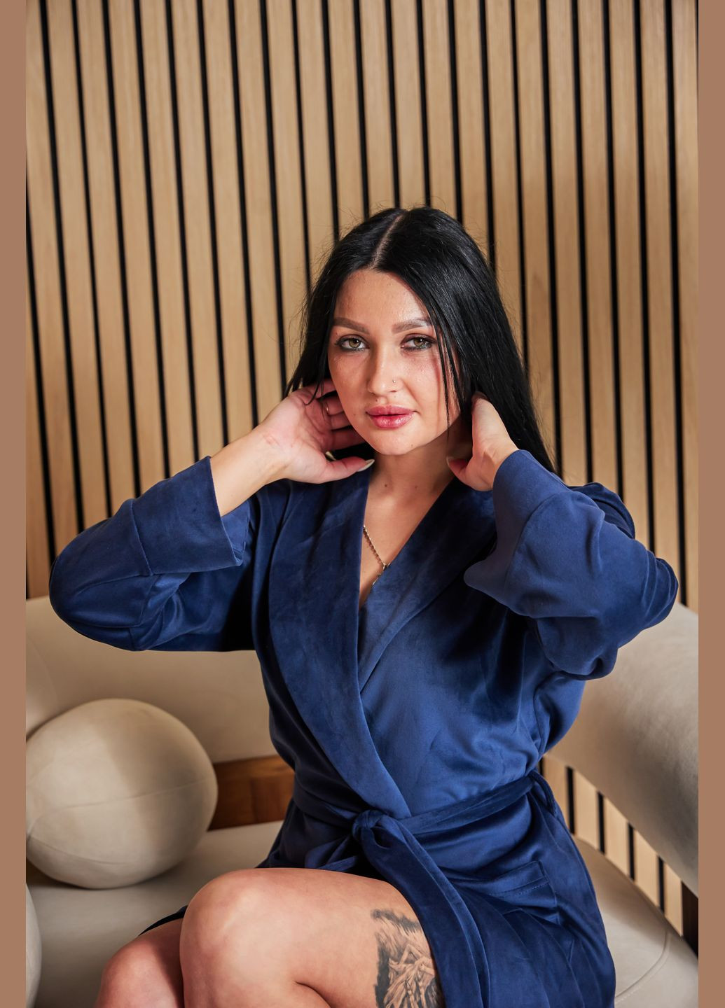 Халат довгий велюровий жіночий на запах No Brand халат (316261745)