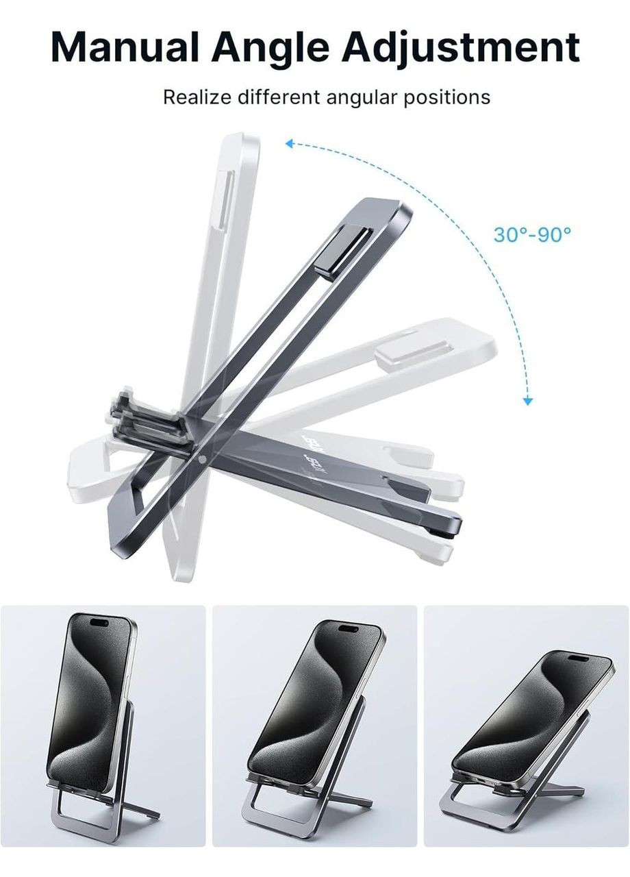 Подставка для мобильного телефона, складная, алюминиевая, сменный угол наклона, портативная для путешествий и офиса, Jsaux (363329795)