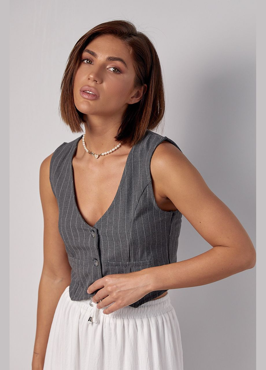Короткий жіночий жилет у смужку на гудзиках Lurex (297682534)