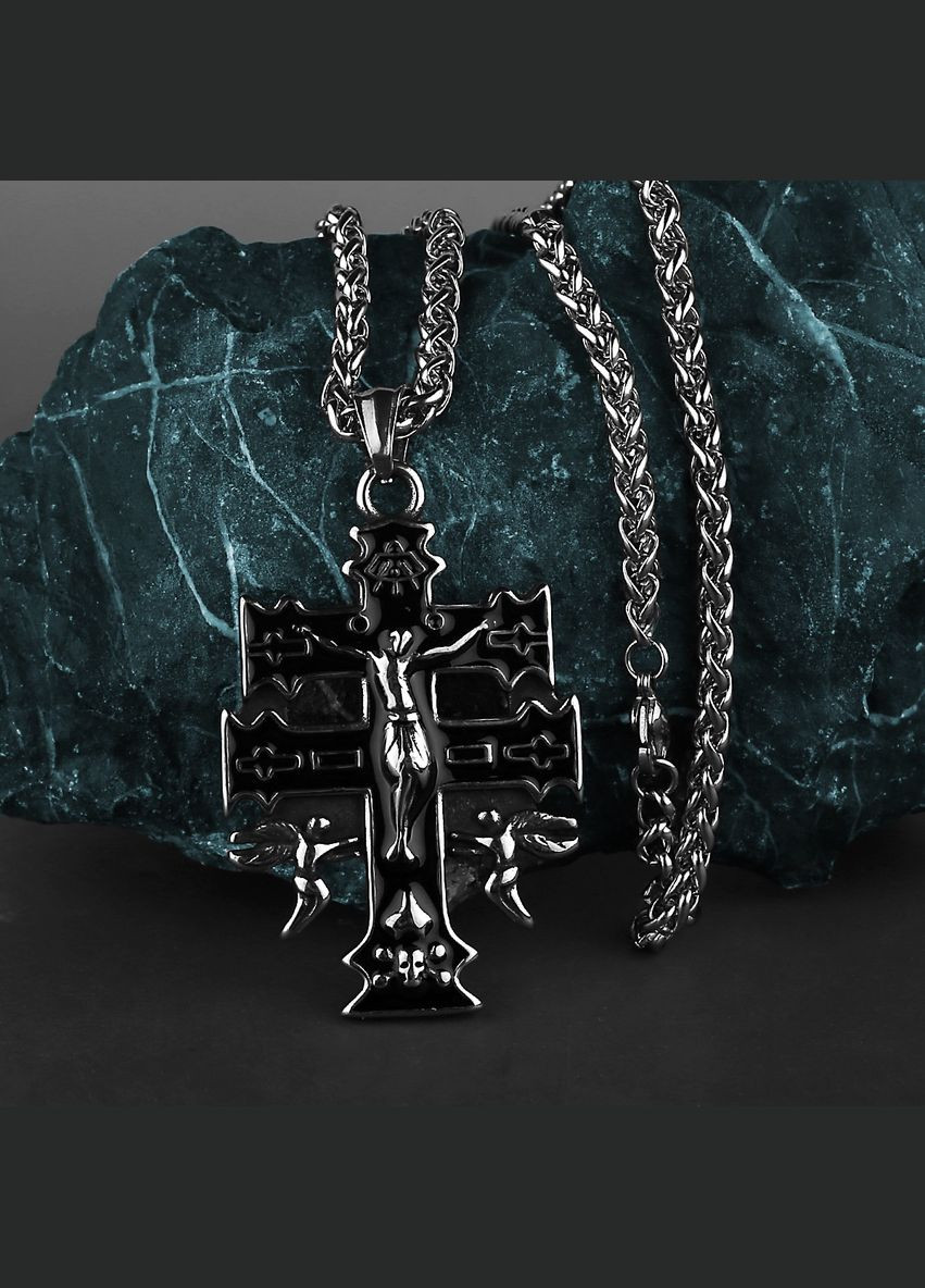 Чоловічий кулон хрестик із ланцюжком на шию підвіска амулет стильний оберег STORE 203 (329202030)