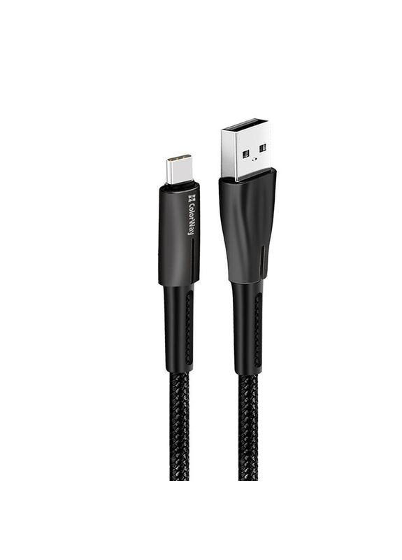 Кабель USB - USB Type-C (M/M), Zinc Alloy + Led, 2.4 А, 1 м, Black (CW-CBUC035-BK) Colorway (336958706)