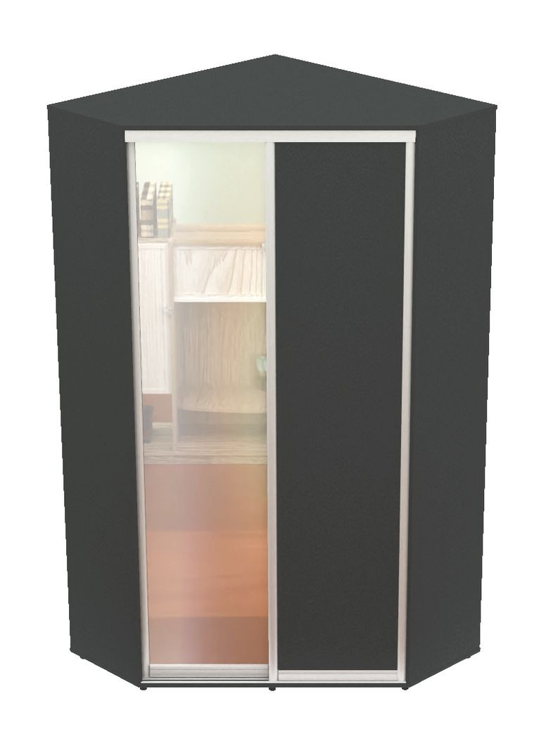 Шкаф-купе двухдверный угловой 140*140*230 см Антрацит ДСП + Зеркало Угол-4 Алекса (360477227)