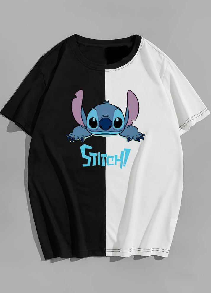 Комбінована футболка оверсайз ліло і стіч стильна унісекс No Brand